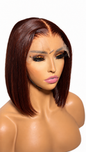 Load image into Gallery viewer, Kim auburn red bob Last Chance wig – detail 1 view on white background