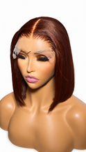 Load image into Gallery viewer, Kim auburn red bob Last Chance wig – detail 3 view on white background
