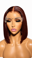 Load image into Gallery viewer, Kim auburn red bob Last Chance wig – detail 6 view on white background
